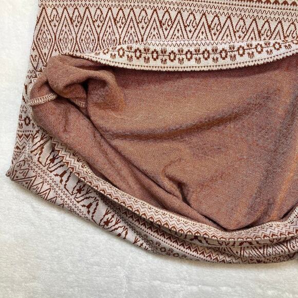 KAVU Fair Isle Sweater Mini Dress Brown/Tan Size XXS Side Button Accents - Picture 7 of 13